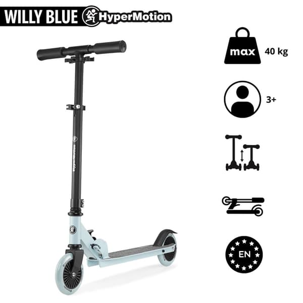 Børnescooter 3-8 år, Tohjulet løbehjul WILLY, Foldbar, Justerbar styrhøjde, Gummihjul, Skridsikker platform
