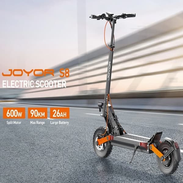 Joyor S8 elektrisk skoter, 600W motor, 48V 26AH batteri, 10 tums däck, 25 km/h Max hastighet, 90 km räckvidd.