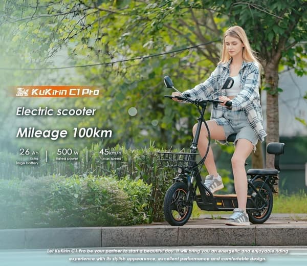 KuKirin C1 Pro 14-tommer udvidede pneumatiske dæk elektrisk scooter, 500W motor, 48V26Ah batteri, 100 km rækkevidde, 45 km / t maks. hastighed