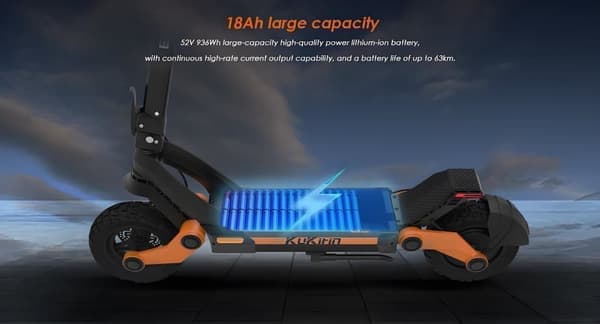 KuKirin G3 foldbar elektrisk scooter, 10-tommer terrængående dæk, 1200W motor, maks. hastighed 50 km/t, rækkevidde 63 km, stor berøringsskærm