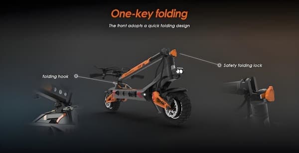 KuKirin G3 Pro taitettava sähköskootteri, 1200w * 2 kaksikäyttöinen moottori, 23.4Ah irrotettava akku, kaksi latausporttia, suurin nopeus 65km / h