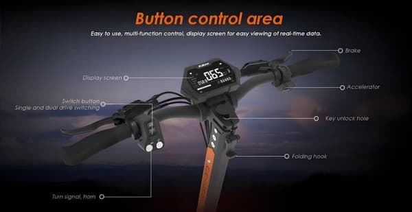 KuKirin G3 Pro taitettava sähköskootteri, 1200w * 2 kaksikäyttöinen moottori, 23.4Ah irrotettava akku, kaksi latausporttia, suurin nopeus 65km / h