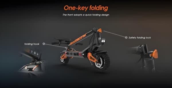 KuKirin G3 Pro taitettava sähköskootteri, 1200w * 2 kaksikäyttöinen moottori, 23.4Ah irrotettava akku, kaksi latausporttia, suurin nopeus 65km / h