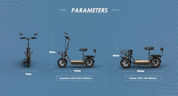 Sähköskootteri - C1 Pro, 500W moottori, 26AH akku, huippunopeus 45km / h, kori ja takaistuin