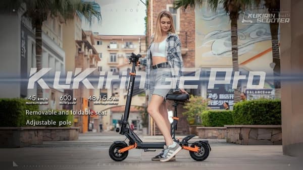 KuKirin G2 Pro foldbar elektrisk scooter, 600W motor, 48V15.6Ah batteri, tophastighed 45 km / t, maksimalt drejningsmoment 21.93 N·m