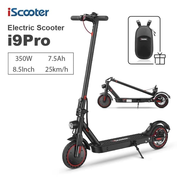 iScooter i9 Pro elektrisk skoter, 30 km räckvidd & 30 km/h, 8,5" solida bikakehjul, 350 W motor, dubbla bromsar, hopfällbar elscooter