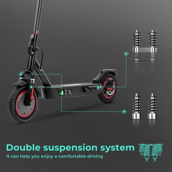 iScooter i9MAX elektrisk skoter, 500W motor, 10" massiva däck, 40 km räckvidd & 35 km/h, smart APP, framfjädring, dubbla bromsar