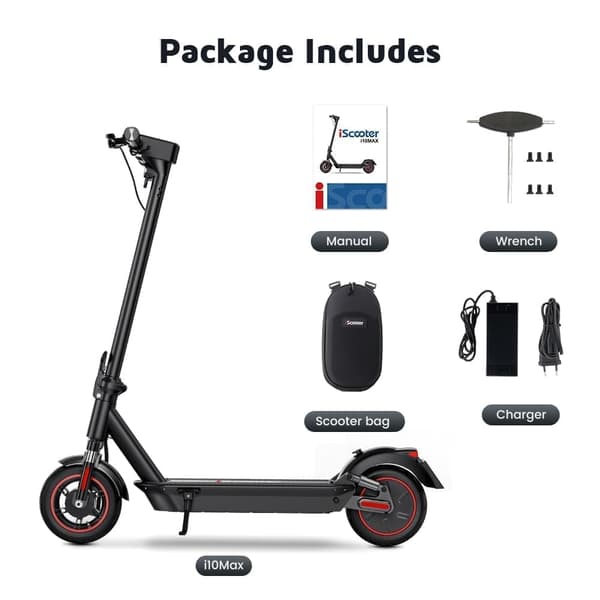 iScooter i10 Max 750W elektrisk skoter,96 km räckvidd & 45 km/h,10" däck,hopfällbar pendlingsscooter,smart APP,blinkers