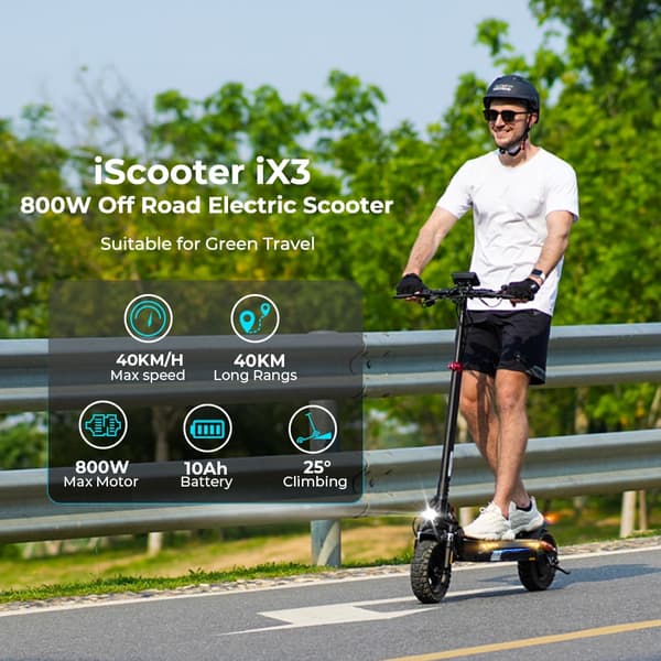 iScooter iX3 foldbar elektrisk scooter, 800W motor, maks. hastighed 40 km/t, rækkevidde 40 km, med APP-kontrol, belastningskapacitet 120 kg
