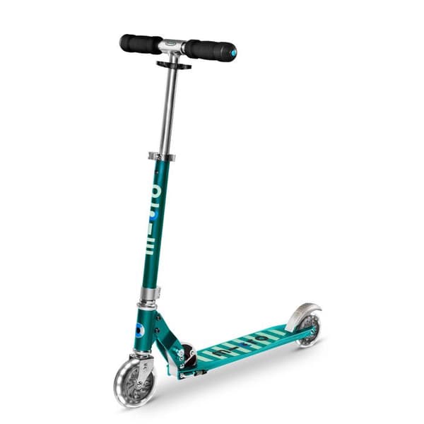Barnsparkcykel Micro Sprite LED Bensinblå - 2 hopfällbara belysta hjul