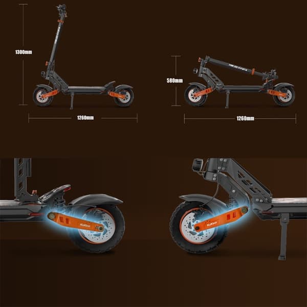KuKirin G2 Max 10'' voksen elektrisk scooter, 1000W motor, 20AH batteri, udholdenhed: omkring 80 KM, op til 55 KM/H