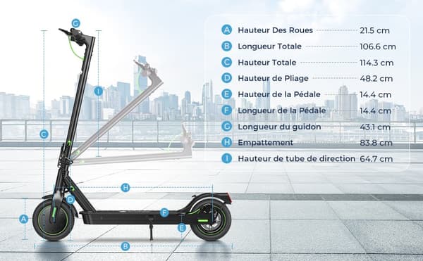 iSinwheel S9 Pro taitettava sähköskootteri 350W, 36V 7.5Ah akku, 8.5" renkaat, maksiminopeus 25km/h, kantama 30km, älykäs sovellus