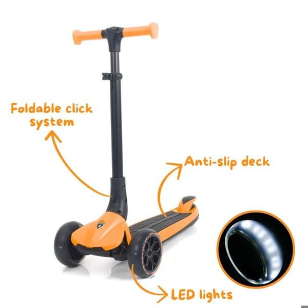 Fällbar Sparkcykel för Barn Lamborghini - med Belysning - 3 till 6 år - Orange