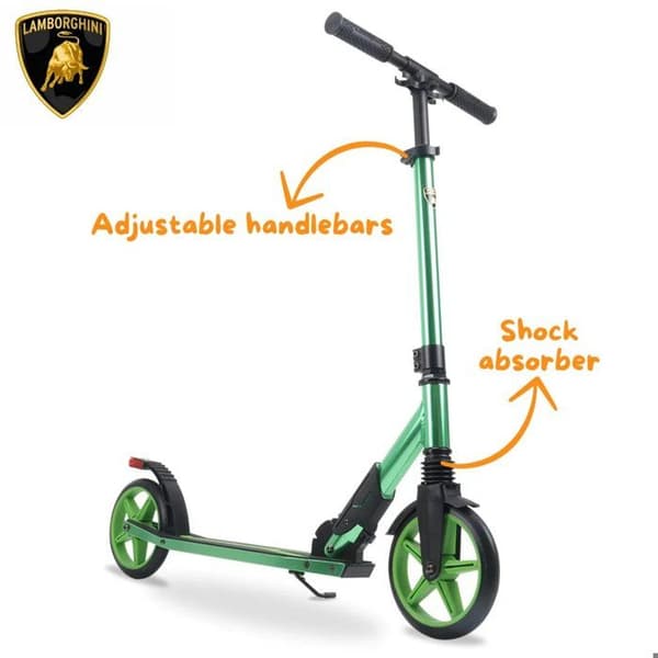 Fällbar Sparkcykel för Barn Lamborghini - 6+ år - med Bromsljus - Grön