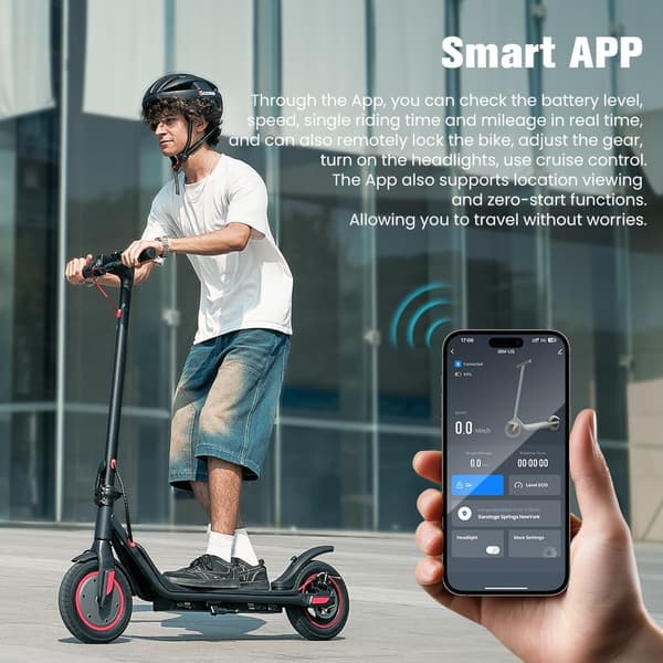 iScooter i9M taitettava sähköskootteri 500W, 30km kantama &35km / h, 10" renkaat, älykäs sovellus, älykäs LCD-näyttö
