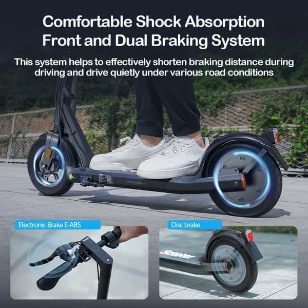 iScooter i9S foldbar elektrisk scooter 500W, 36V 10Ah batteri, 30 km rækkevidde & 30 km / t, 10 "dæk, udskiftelig pedalaksel