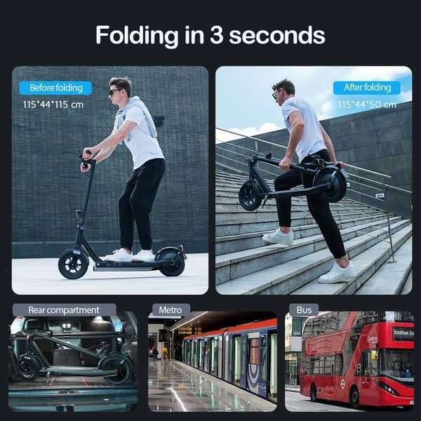 iScooter i9S foldbar elektrisk scooter 500W, 36V 10Ah batteri, 30 km rækkevidde & 30 km / t, 10 "dæk, udskiftelig pedalaksel