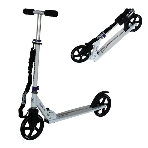 Sammenklappelig scooter med transportrem MASTER Cruiser 200 mm HVID