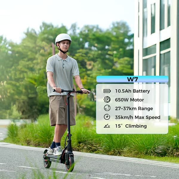 iScooter W7 fällbar elektrisk skoter 350W,  maximal hastighet 35km / h, räckvidd 30km, intelligent APP,främre och bakre dubbla stötdämpare