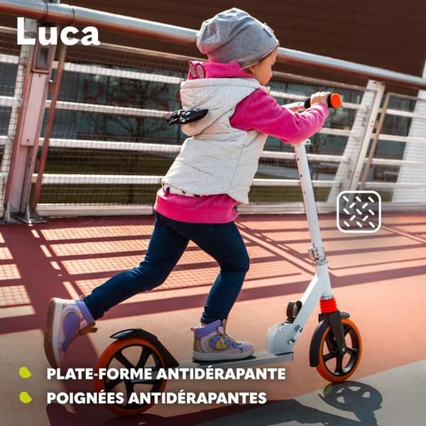 Trottinette - LIONELO - Luca - Upp till 100kg - Vit - 20 cm hjul