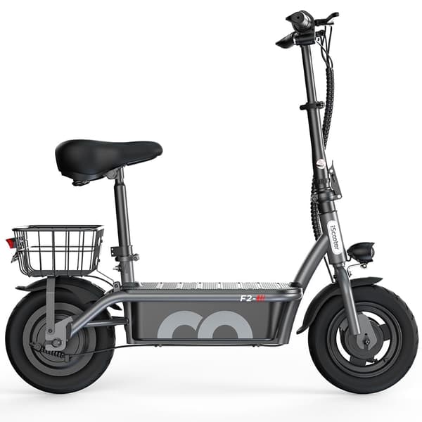iScooter F2 elektrisk scooter 500W, maksimal hastighed 30 km / t, rækkevidde 30 km, 10 tommer dæk, dobbelte tromlebremser, med sæde og kurv