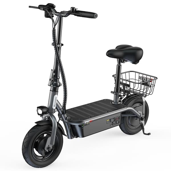 iScooter F2 elektrisk scooter 500W, maksimal hastighed 30 km / t, rækkevidde 30 km, 10 tommer dæk, dobbelte tromlebremser, med sæde og kurv