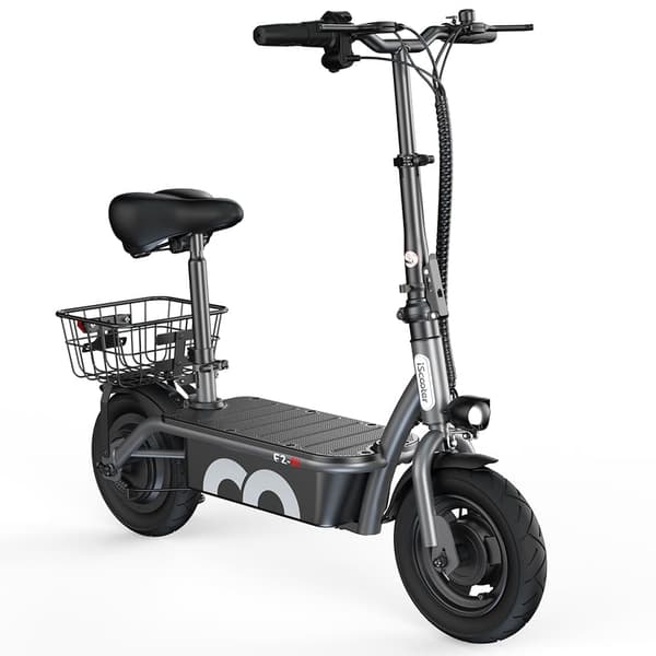 iScooter F2 elektrisk scooter 500W, maksimal hastighed 30 km / t, rækkevidde 30 km, 10 tommer dæk, dobbelte tromlebremser, med sæde og kurv