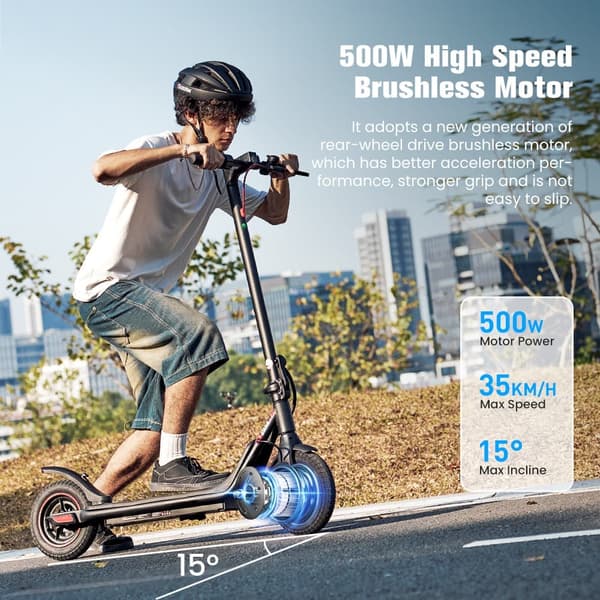 iScooter i9M-2025 uusin sähköskootteri 10 tuumaa, 500 W moottori, 35 km/h ja 30 km kantama, älykäs sovellus, älykäs LCD-näyttö