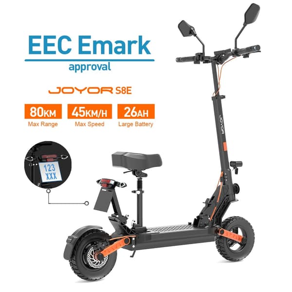 JOYOR S8E taitettava sähköskootteri, 800W moottori, 48V 26AH, 10 tuuman renkaat, 45km/h, 80km, NFC-näyttö
