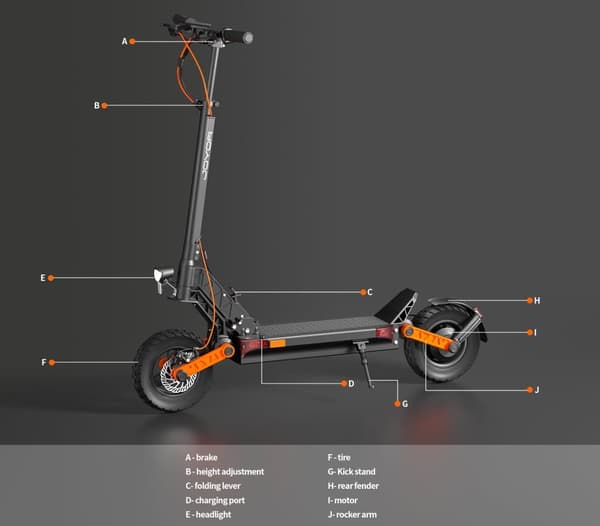 JOYOR S5-Z foldbar elektrisk scooter 600W, 48V13AH batteri, tophastighed 45 km/t, 10 tommer offroad oppustelige dæk, bruges til bypendling