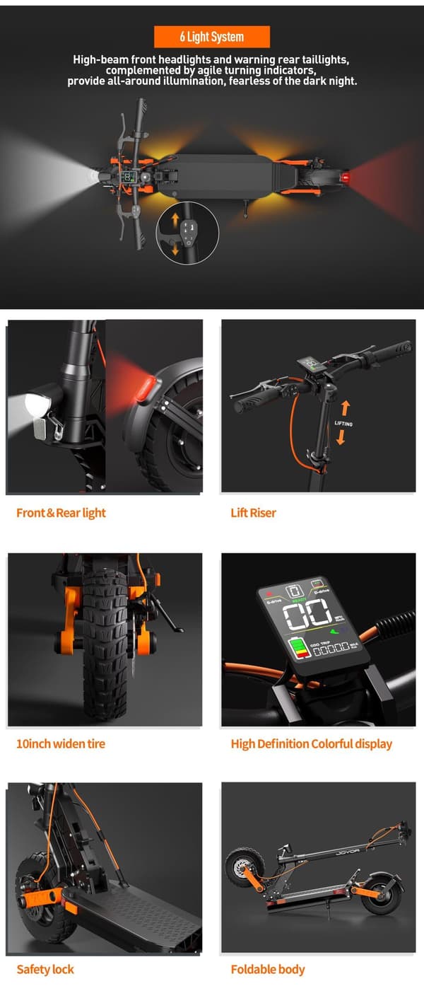 JOYOR S5-Z foldbar elektrisk scooter 600W, 48V13AH batteri, tophastighed 45 km/t, 10 tommer offroad oppustelige dæk, bruges til bypendling