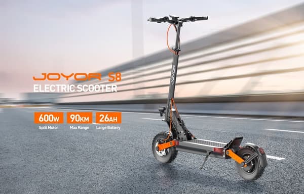 JOYOR S8 Vikbar elektrisk skoter 600W,90km räckvidd, 10 tums offroad däck, främre och bakre dubbla stötdämpare, urban pendlare