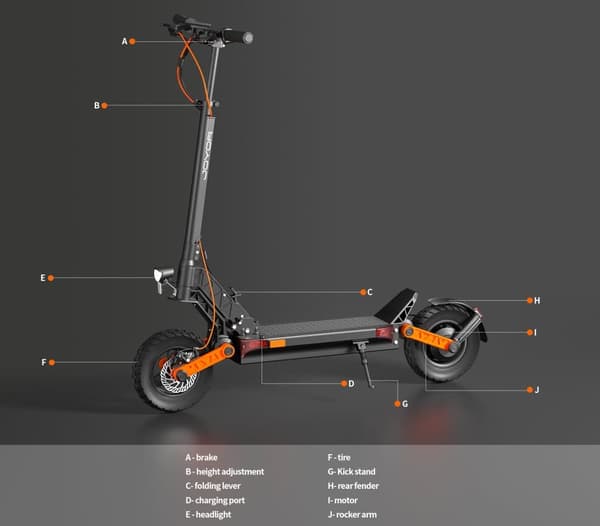 JOYOR S8 Vikbar elektrisk skoter 600W,90km räckvidd, 10 tums offroad däck, främre och bakre dubbla stötdämpare, urban pendlare