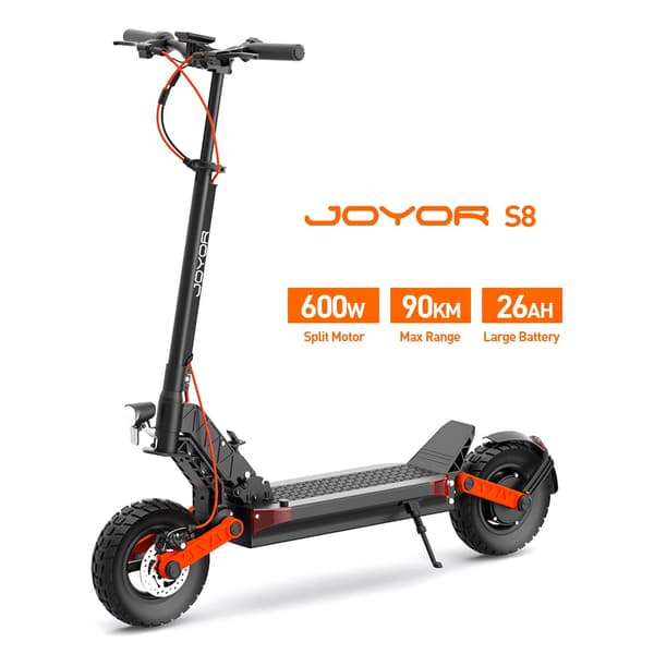 JOYOR S8 Vikbar elektrisk skoter 600W,90km räckvidd, 10 tums offroad däck, främre och bakre dubbla stötdämpare, urban pendlare