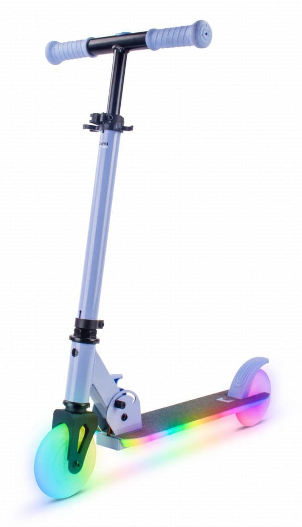 LUMI RIDE Sparkcykel Barn 2 hjul Blå, trehjuling skoter från 3 år, LED - 7 färger, 20 program - 3 nivåer av styrhöjdsjustering, fotbroms
