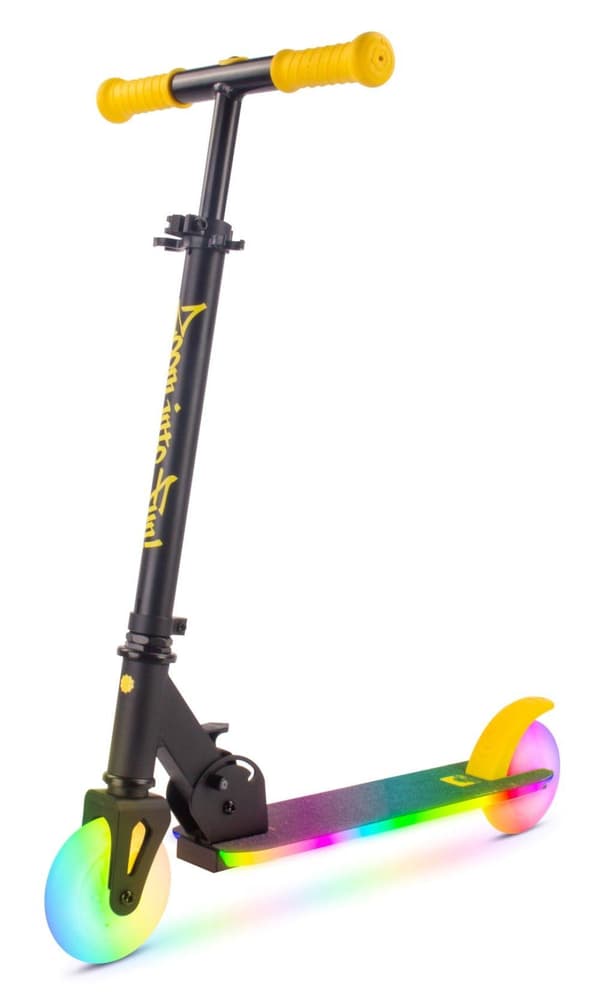 LUMI RIDE Sparkcykel Barn 2 hjul Svart och gult, trehjuling skoter från 3 år, LED - 7 färger, 20 program - 3 nivåer av styrhöjdsjustering, fotbroms
