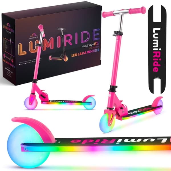 LUMI RIDE Scooter Kids 2 wheels Unicorn, kolmipyöräinen skootteri 3-vuotiaille, LED, 3 tasoa ohjaustangon korkeuden säätöä, jalkajarru