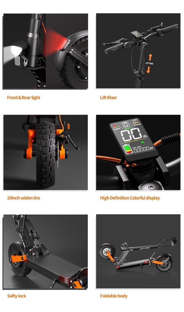 JOYOR S8-S-Z elektrisk scooter til voksne, 600W*2 dobbeltdrevsmotor, 48V 26AH batteri, 10 tommer terrængående dæk, rækkevidde 80 km, foldbar