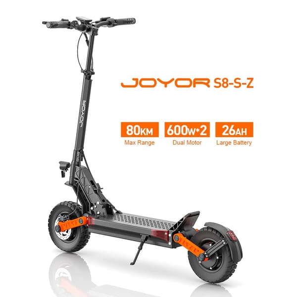 JOYOR S8-S-Z elektrisk scooter til voksne, 600W*2 dobbeltdrevsmotor, 48V 26AH batteri, 10 tommer terrængående dæk, rækkevidde 80 km, foldbar