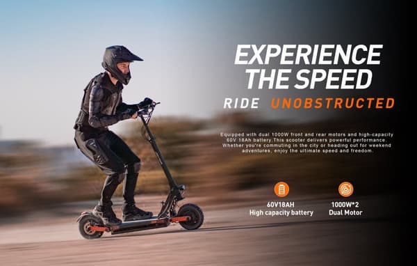 JOYOR S10-S-Z foldbar elektrisk scooter, 1000W*2 dobbeltdrev, 60V 18AH batteri, rækkevidde 75 km, hydrauliske bremser for og bag