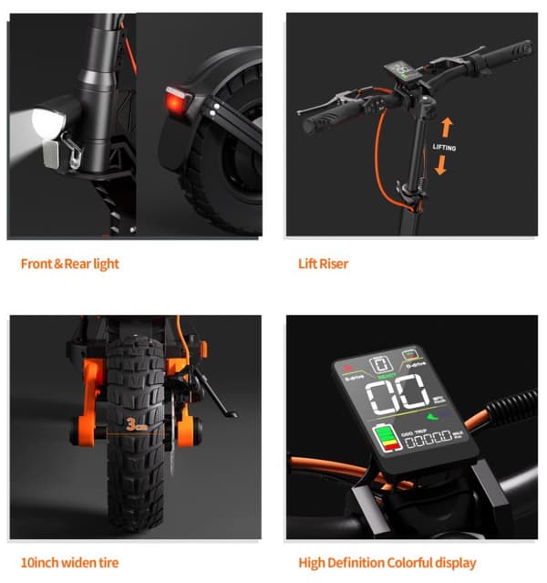 JOYOR S5 10 tommer elektrisk scooter, 500W motor, 48V 13Ah batteri, maks. 20 km/t, 45-50 km rækkevidde, dobbelt støddæmper