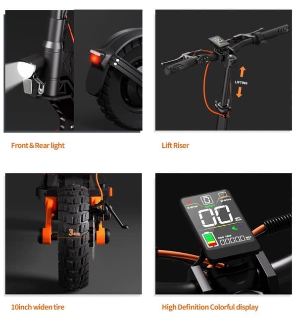 JOYOR S5Pro 10 tommer elektrisk scooter, 500W motor, 48V 26Ah batteri, maks. 20 km/t, 70-90 km rækkevidde, dobbelt støddæmper