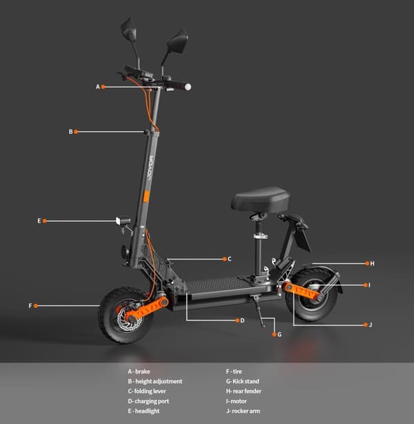 JOYOR S8E taitettava sähköskootteri, 800W moottori, 48V 26AH, 10 tuuman renkaat, 45km/h, 80km, NFC-näyttö