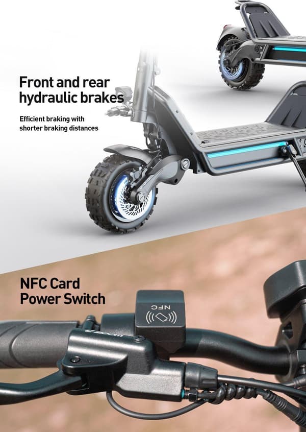 JOYOR E6-S foldbar elektrisk scooter 1600W*2 dobbelte motorer, 60V31,5Ah batteri, maksimal hastighed 80 km/t, 11 tommer dæk, støddæmpere for og bag
