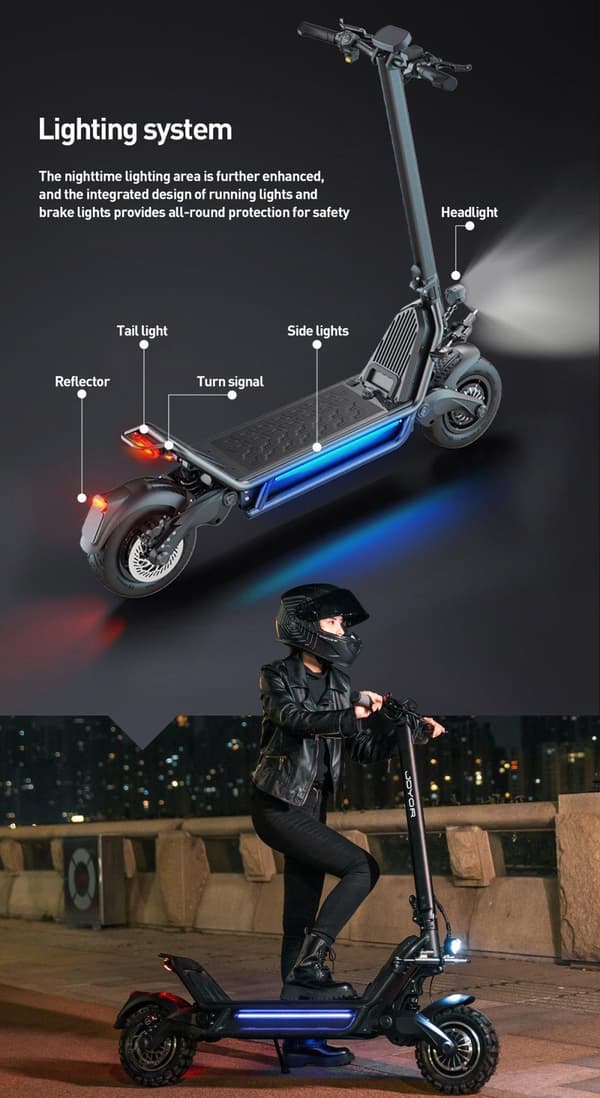 JOYOR E6-S sähköskootteri 1600W*2 kaksoismoottoria, 31,5 Ah akku, maksiminopeus 80 km/h, maksimikantama 100 km, 11 tuuman renkaat