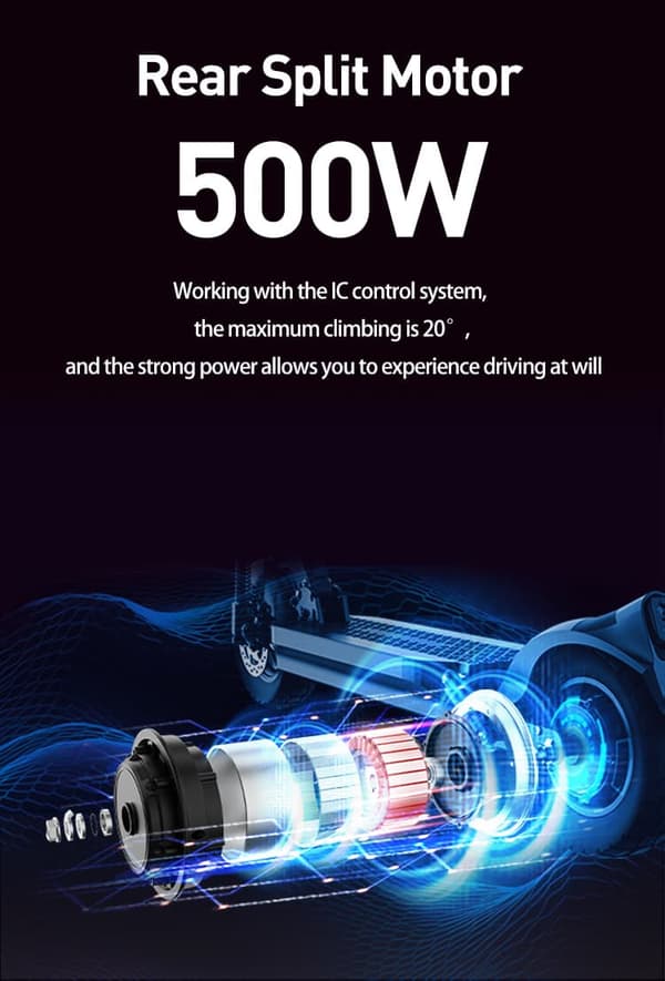 JOYOR Y6-S elektrisk scooter til voksne, 18Ah batteri 500W motor, maksimal rækkevidde 60 km, 10 tommer dæk, maksimal hastighed 45 km / t