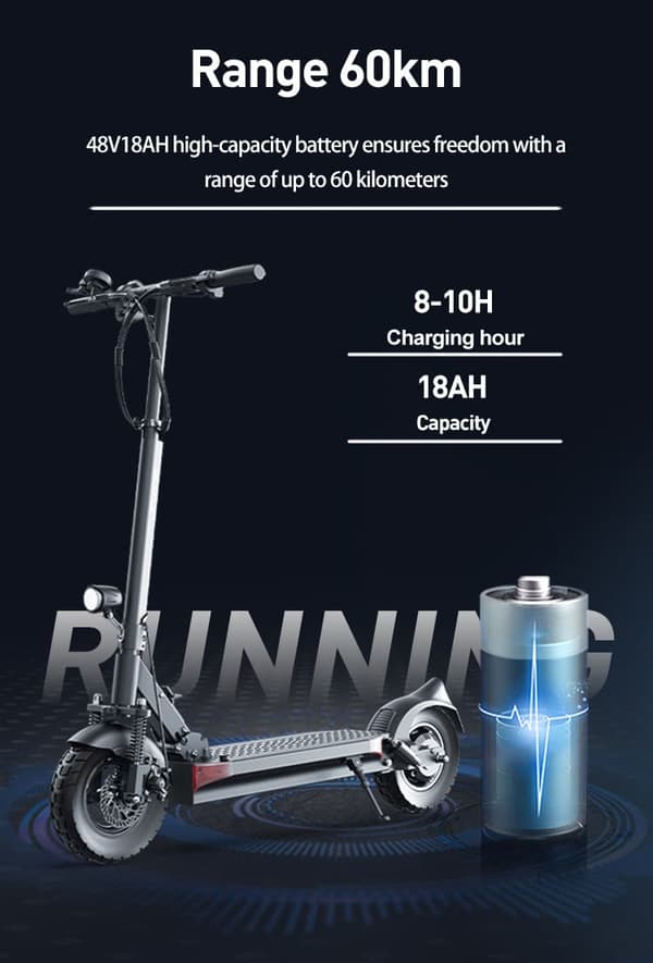 JOYOR Y6-S elektrisk scooter til voksne, 18Ah batteri 500W motor, maksimal rækkevidde 60 km, 10 tommer dæk, maksimal hastighed 45 km / t