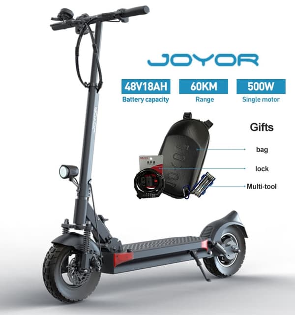 JOYOR Y6-S elektrisk scooter til voksne, 18Ah batteri 500W motor, maksimal rækkevidde 60 km, 10 tommer dæk, maksimal hastighed 45 km / t