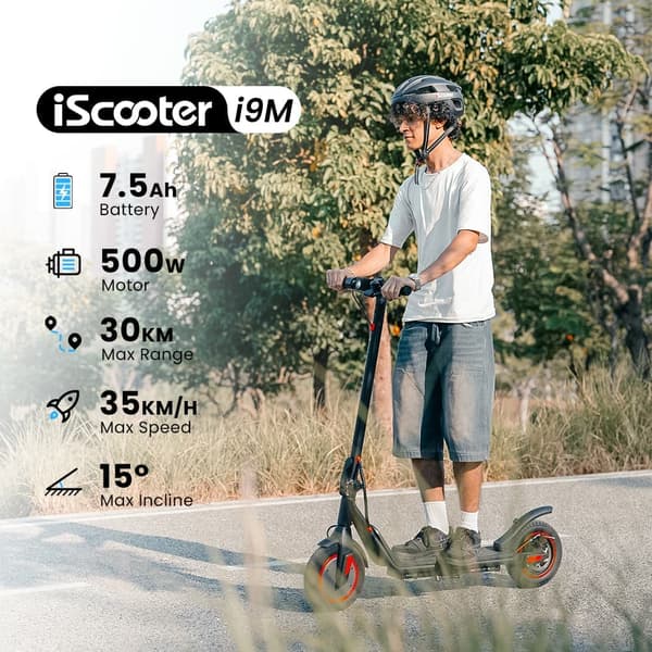 iscooter i9M 10'' elektrisk skoter, 500W motor, 36V7.5Ah, maxhastighet 35KM/H