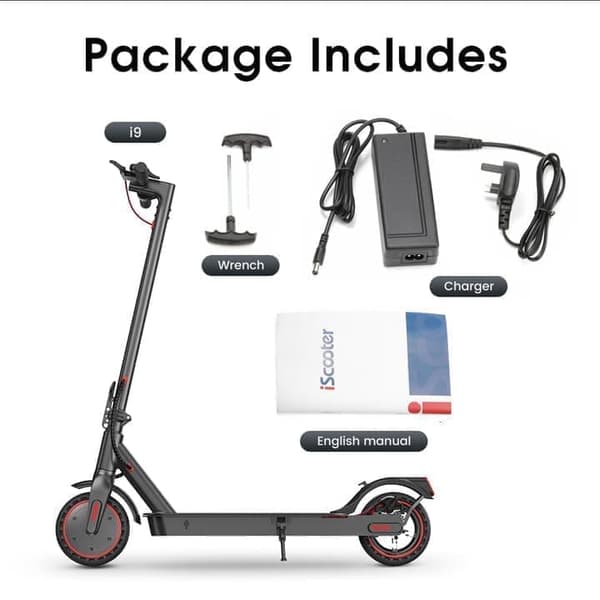 iscooter i9 8,5'' el-scooter, 350W motor, 36V7,5Ah, rækkevidde 22-30 km, maksimal hastighed 30 km/t